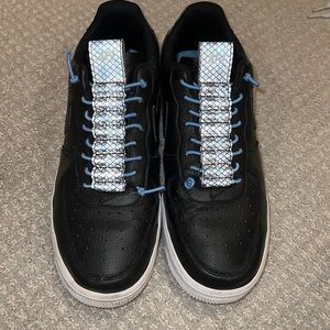 Black Air Force one with hologram lace bar on the top.